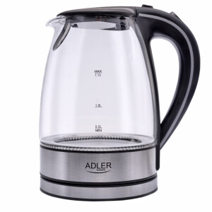 Adler AD 1225 Wasserkocher 1,7 L Glas Edelstahl / schwarz...