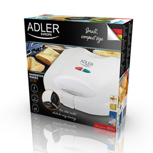 Adler AD 301 Sandwichmaker weiß 750 Watt mit Backampel