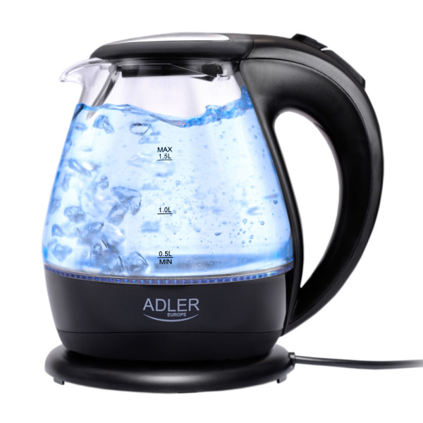 Adler AD 1224 Glas-Wasserkocher 1,5 L schwarz/transparent