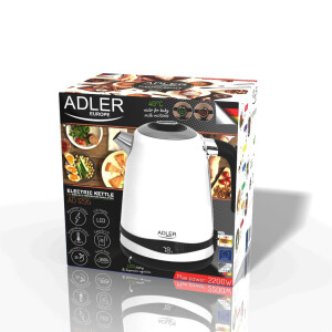Adler AD 1295w Wasserkocher weiß 1,7 L mit Temperatureinstellung