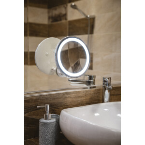 Adler AD 2168 Wand-Schminkspiegel, mit Saugnapf ohne Bohren, LED beleuchtet