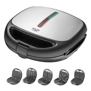 Adler AD 3040 Sandwichmaker 5in1 Kontaktgrill Waffeleisen...