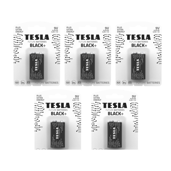 TESLA BLACK+ 9V E-Block, 6LR61 5x 1er Pack (5 Stück)