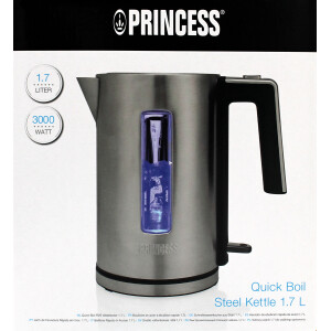 Princess 236046 Wasserkocher 1,7L Edelstahl/Schwarz