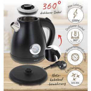 Camry CR 1344b Wasserkocher 1,7 Liter schwarz