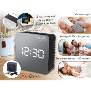 Camry CR 1150b Wecker LED-Display, Batterie/Netz, Temperaturanzeige