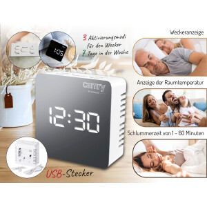 Camry CR 1150w Wecker LED-Display, Batterie/Netz, Temperaturanzeige