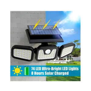 SENSBEAM LED Solarlampe 3-seitige mit drei verstellbaren...