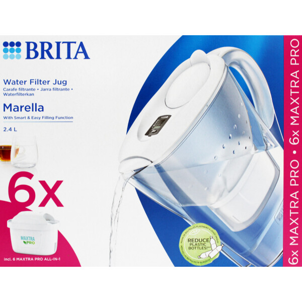 Brita Marella Cool Wasserfilter 2,4 L weiß inkl. 6x Maxtra PRO ALL-IN-ONE Filterkartusche