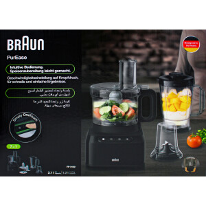 Braun FP3132BK PurEase Kompakt-Küchenmaschine schwarz