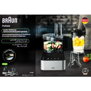 Braun FP3233SI PurEase Kompakt-Küchenmaschine schwarz/Edelstahl