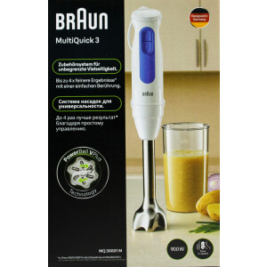Braun MQ30001MWH MultiQuick 3 Stabmixer weiß/blau 900 Watt