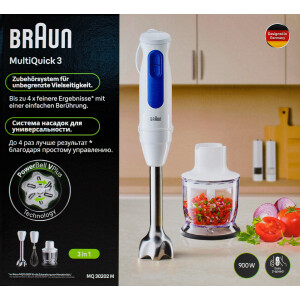 Braun MQ30202MWH MultiQuick 3 Stabmixer-Set weiß/blau 900 Watt