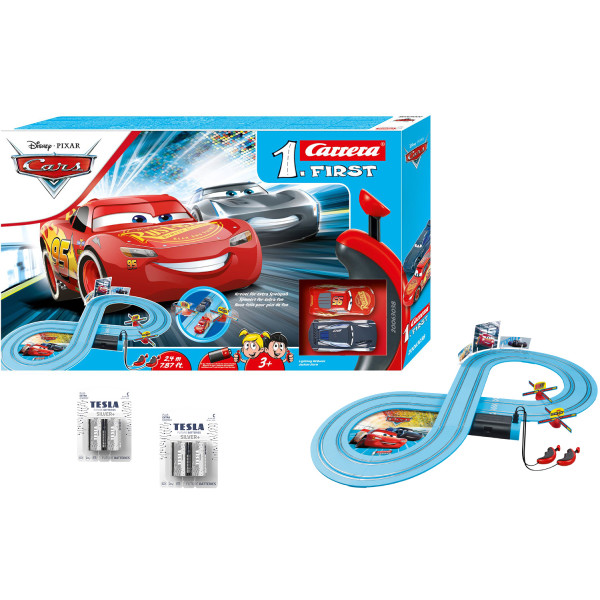 Carrera 20063038 - FIRST Disney·Pixar Cars - Power Duell Rennbahn inkl. 4 Batterien
