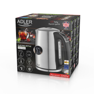 Adler AD 1340 Edelstahl-Wasserkocher 1,7L  mit Temperatureinstellung