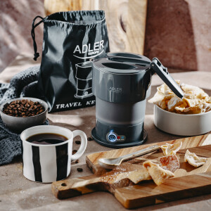 Adler AD 1377 Reise-Wasserkocher 0,6 l Silikon grau
