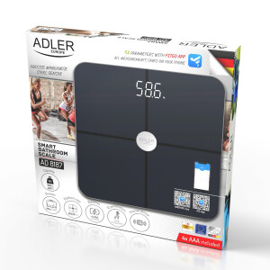 Adler AD 8187 Personenwaage Smart mit App Bluetooth schwarz