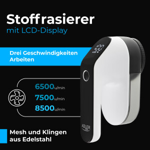 Adler AD 9618 Fusselentferner LED-Anzeige Akku USB-Kabel