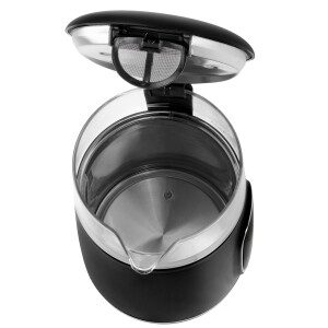 Adler AD 1305bs Wasserkocher Glas, LED-Anzeige, Temperaturreglung, 1,7L schwarz/silber 2200W