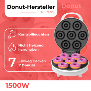 Adler AD 3075 Donut-Hersteller für 7 Donuts weiß 1500W