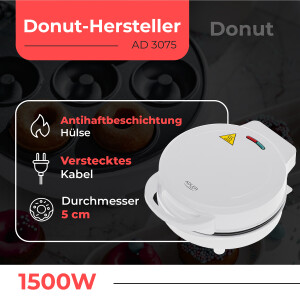Adler AD 3075 Donut-Hersteller für 7 Donuts weiß 1500W