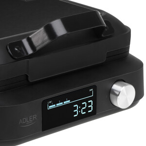 Adler AD 3087 Waffeleisen mit LED-Anzeige für 2 Waffeln, schwarz, 1500W