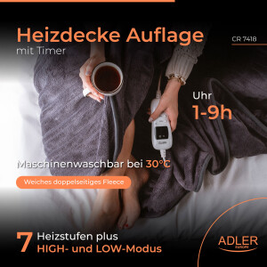 Camry CR 7418 elektr. Heizdecke mit Timer 160x180cm