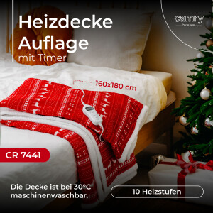 Camry CR 7441 elektr. Heizdecke mit Timer 160x180cm...