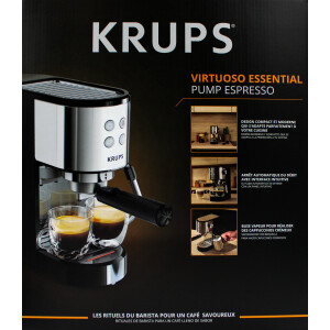 Krups XP441810 Virtuoso Essential Espresso-Siebträgermaschine 15 bar Edelstahl