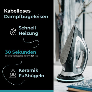 Adler AD 5043 Kabelloses Dampfbügeleisen 2800 Watt schwarz