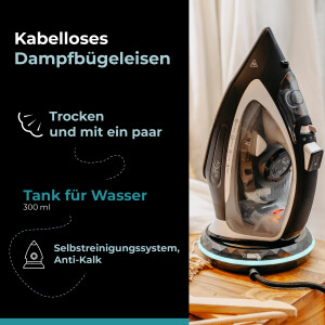 Adler AD 5043 Kabelloses Dampfbügeleisen 2800 Watt schwarz