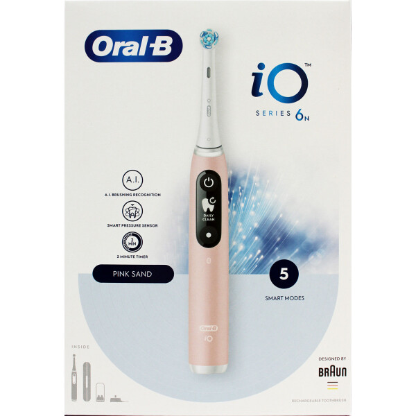 Braun Oral-B iO Series 6 Pink Onyx elektr. Zahnbürste Pink mit Reiseetui