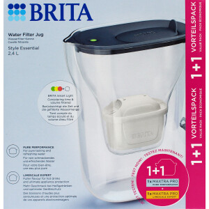 Brita Style Essential Wasserfilter 2,4L graublau mit 2x Maxtra Pro Kartuschen
