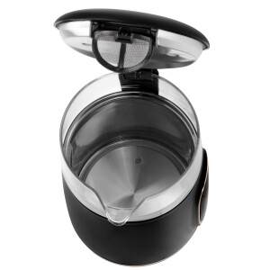 Adler AD 1305 BG black gold Wasserkocher Glas mit LED-Anzeige und Temperaturregelung 1,7L