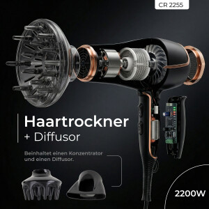 Camry CR 2255 Haartrockner 2200W mit Diffusor schwarz