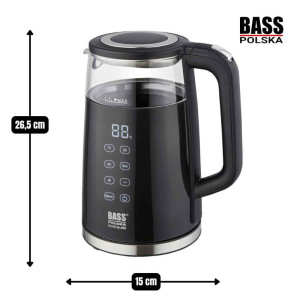 Bass Polska BH 10354 Wasserkocher Glas 1,7l schwarz mit...