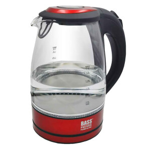 Bass Polska BH 10360 Wasserkocher Glas 1,7 L rot/schwarz...