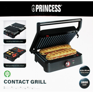 Princess 117502 Kontaktgrill schwarz Grillfläche...