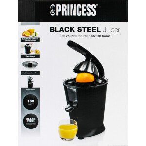 Princess 201853 Black Steel-Kollektion Zitruspresse Edelstahl mattschwarz