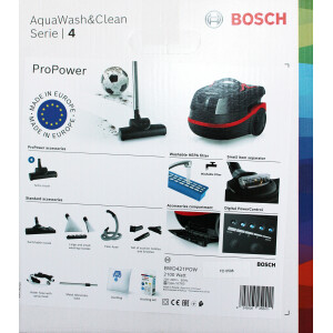 Bosch BWD421POW AquaWash&Clean Nass-/Trocken-Sauger mit Kabel 5L SCHWARZ/ROT