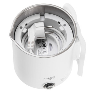 Adler AD 1388w Reise-Wasserkocher weiß 0,8L 650W klappb. Griff verstaubarer Sockel