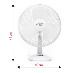 Adler AD 7304 Schreibtischventilator D40cm weiß, 90W