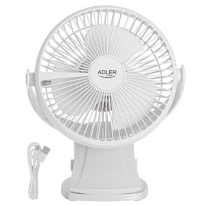 Adler AD 7342 white Akku-Ventilator mit Clip