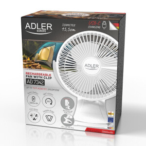 Adler AD 7342 white Akku-Ventilator mit Clip