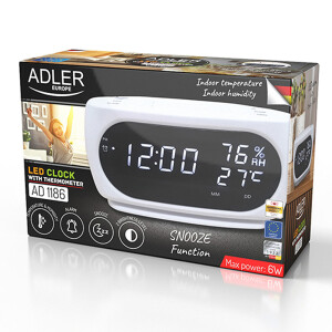 Adler AD 1186w Wecker mit Thermometer weiß