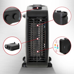 Adler Heizlüfter schwarz 1000W/2000W AD 7725b