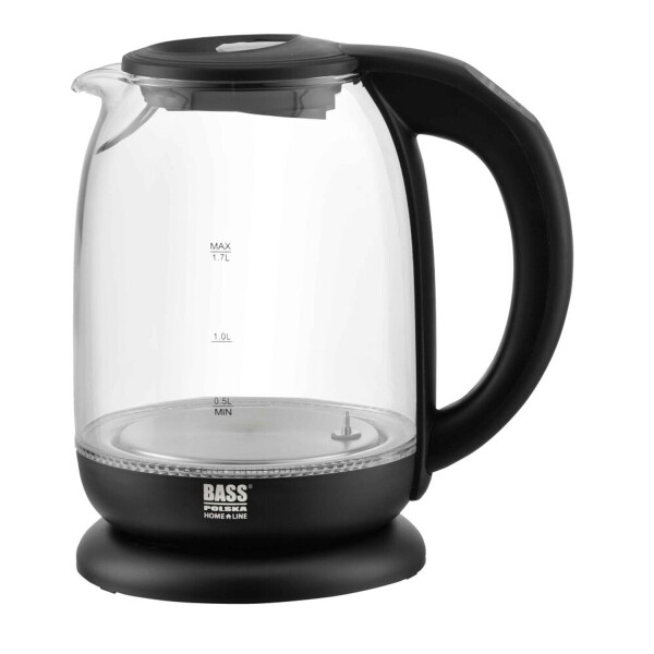 Bass Polska BH 10355 Glas-Wasserkocher 1,7L LED Temp. 60-100°C Schwarz