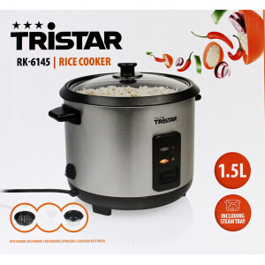 Tristar RK-6145 Reiskocher 1,5L Edelstahl/Schwarz 500W